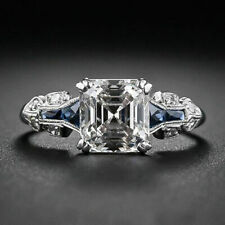 Anel de noivado de prata 925 estilo art déco corte cinzeiro 3,00 ct diamante criado em laboratório comprar usado  Enviando para Brazil
