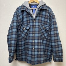 Jaqueta de flanela Burrylane acolchoada forrada com zíper/botão para cima com capuz masculina GG azul comprar usado  Enviando para Brazil