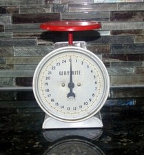 ESCALA DE BANCADA DE COZINHA VINTAGE 1940 VERMELHO E BRANCO WAY RITE 25 lb CAPACIDADE comprar usado  Enviando para Brazil