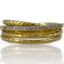 Anel cruzado multibanda diamantes pulseira empilhável tamanho 7 ouro amarelo sólido 14kt, usado comprar usado  Enviando para Brazil