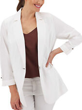 Jaqueta blazer cápsula mistura de linho branco peito único tamanhos 14, 20, 24, 26 comprar usado  Enviando para Brazil