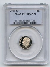 2011 S 10C Clad Roosevelt Dime PCGS PR70DCAM comprar usado  Enviando para Brazil