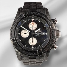 Breitling Super Avenger 48mm 8ct relógio masculino de aço diamantes pretos gelados A13370 comprar usado  Enviando para Brazil