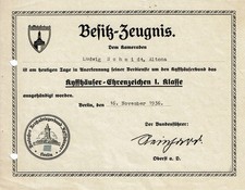 Besitzzeugnis kyffhäuser ehre gebraucht kaufen  Lehre