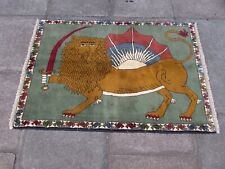 Vintage Tradicional Mano Hecho Oriental Gabbe Lana Verde Tapete 142x98cm Animal comprar usado  Enviando para Brazil