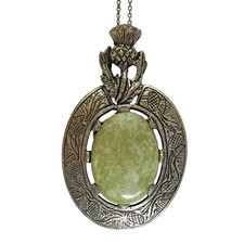 Pingente de vidro verde cardo escocês MIRACLE VINTAGE tom prata renascimento celta, usado comprar usado  Enviando para Brazil