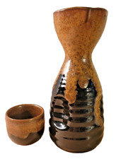 Garrafa de água japonesa Studio Pottery chá, saquê ou cabeceira com xícara/tampa 6"" comprar usado  Enviando para Brazil