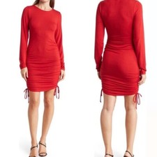 Vestido Nordstrom Side Ruched Manga Longa Laços Laterais Tamanho XXL Vermelho Melrose Mini NOVO comprar usado  Enviando para Brazil