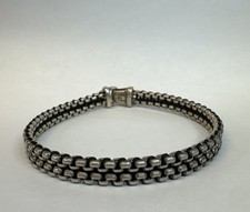Pulseira de couro preto prata esterlina 925 David Yurman designer imobiliário 9" comprar usado  Enviando para Brazil