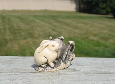 Mini escultura vintage natural esculpida 2 coelhos assinada Netsuke figura antiga comprar usado  Enviando para Brazil