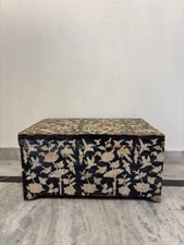 Baú de madeira antigo pintado à mão design floral pássaro caixa de decoração vintage, usado comprar usado  Enviando para Brazil