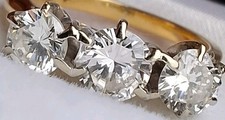 Anel social de noivado ouro 18 quilates trilogia diamante três pedras tamanho K comprar usado  Enviando para Brazil