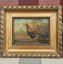 Pintura a óleo antiga pintada à mão – Galo em paisagem rústica  comprar usado  Enviando para Brazil