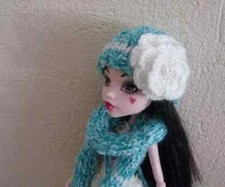 nowy komplet czapka szalik torebka na drutach dla lalki Monster high na sprzedaż  PL