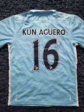 Camisa SERGIO KUN AGUERO assinada à mão Man City Home #16 + certificado de autenticidade oficial ícone retrô comprar usado  Enviando para Brazil