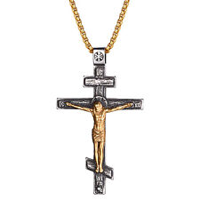 Colar masculino cruz ortodoxa oriental aço inoxidável pingente religioso Jesus comprar usado  Enviando para Brazil