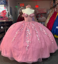 Usado, Vestidos de baile flores 3D Quinceanera rosa glitter doce 15 16 vestidos de festa de formatura comprar usado  Enviando para Brazil