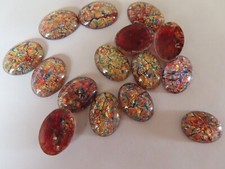 Pacote completo 24 tchecos. Cabochões ovais de vidro opala rubi frustrada 18x13mm. comprar usado  Enviando para Brazil