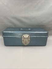 Caixa de ferramentas de metal vintage caixa de ferramentas recipiente de armazenamento retrô azul Excelsior EUA sem chave comprar usado  Enviando para Brazil