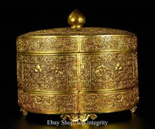 Usado, Caixa de pastelaria Qianlong Dynasty bronze ouro 24k padrão dragão palácio deck duplo comprar usado  Enviando para Brazil