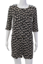 Romper feminino Diane Von Furstenberg de seda com botão opala preto branco tamanho 2 comprar usado  Enviando para Brazil