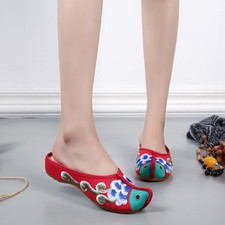 Chinelos sapatos femininos chineses feitos à mão conforto bordado floral sapatos baixos comprar usado  Enviando para Brazil