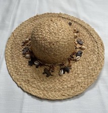 Chapéu de palha vintage Cappelli Straworld esculpido em concha de coco animal frisado comprar usado  Enviando para Brazil