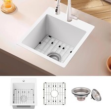 Fregadero de barra de cocina blanco 15x17 TOPMOUNT con rejilla de fregadero y conjunto de drenaje RV BAR segunda mano  Embacar hacia Mexico