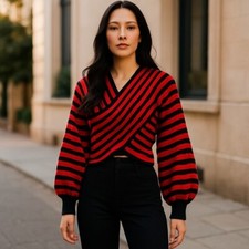 Suéter Elexiay Amelia listrado cropped XS feminino mão crochê declaração vibrante comprar usado  Enviando para Brazil