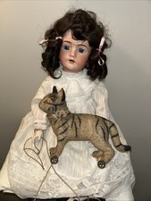 Antiguo juguete victoriano alemán Putz para tirar de gato con ruedas segunda mano  Embacar hacia Mexico