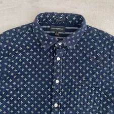 Camisa masculina Banana Republic grande azul marinho geométrica dupla camada slim fit comprar usado  Enviando para Brazil