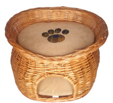 Cesta de cama de vime 2 camadas para gatos casa elevada para animais de estimação caverna aconchegante com almofadas laváveis comprar usado  Enviando para Brazil