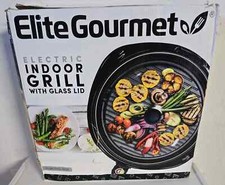 Elite Gourmet EMG-980B grelha de mesa elétrica sem fumaça antiaderente tampa de vidro 14" comprar usado  Enviando para Brazil
