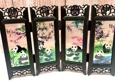 Divisória decorativa de mesa Pandas tela dobrável com painéis de vidro 6" de altura, usado comprar usado  Enviando para Brazil