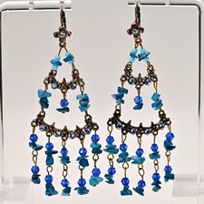 Brincos pendentes de cianita turquesa vintage originais com lustre de pedra preciosa comprar usado  Enviando para Brazil