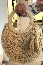 Cream raffia bag for sale  BARRY