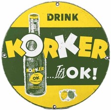 Placa de porcelana vintage Drink Korker refrigerante pop gasóleo 7up pepsi coca cola dew comprar usado  Enviando para Brazil