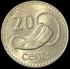 1975 Fiji 20 centavos KM 31 Lote de Moedas Tipo Mundial C7-104 Tabua Dente de Esperma Baleia comprar usado  Enviando para Brazil