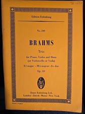 Usado, Brahms Trio Piano Violino Trompa ou Violoncelo Viola Eb Major OP 40# 249 Eulenburg Ed SM comprar usado  Enviando para Brazil