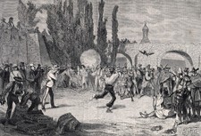 FIREARMS Pigeon Shooting Competition, Valência Espanha, Grande Estampa Antiga da Década de 1870 comprar usado  Enviando para Brazil