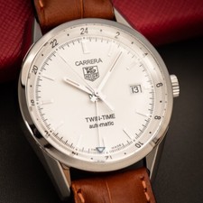 Usado, TAG Heuer carrera calibre 5 twin time gmt white dial watch wv2116 automatic comprar usado  Enviando para Brazil