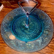 Uma tiara exclusiva prato sanduíche chá azul claro padrão flor um nível aquático comprar usado  Enviando para Brazil