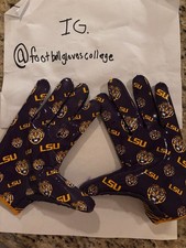 Luvas de futebol universitário roxas LSU exclusivo para jogador tamanho grande novas comprar usado  Enviando para Brazil
