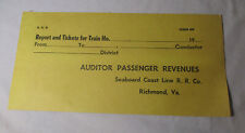 SEABOARD COAST LINE RAILROAD Formulário Envelope AUDITOR RECEITAS DE PASSAGEIROS # 1708 comprar usado  Enviando para Brazil