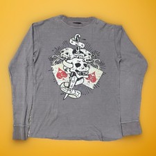 Camisa masculina dividida vintage grande cinza desbotada surf skate manga longa térmica Y2K, usado comprar usado  Enviando para Brazil