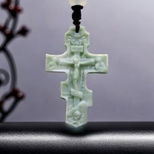 Colar pingente cruz de jade real natural pedras preciosas esculpidas joias pedra presente comprar usado  Enviando para Brazil