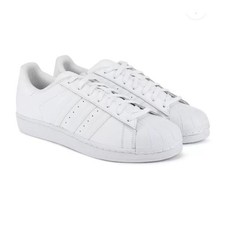 Tênis Adidas Superstar listrado branco cano baixo tênis de treino com cadarço masculino tamanho 9, usado comprar usado  Enviando para Brazil