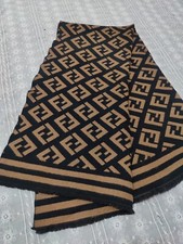 Lenço Fendi xale envoltório preto marrom logotipo FF estola cashmere seda silenciador unissex, usado comprar usado  Enviando para Brazil