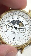 Vintage 38MM GT Carlton Calendário Perpétuo Lunar Relógio Fase da Lua Funciona comprar usado  Enviando para Brazil