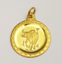 Usado, Pingente de berloque redondo de boi de ouro amarelo sólido 24K 3,3 gramas comprar usado  Enviando para Brazil